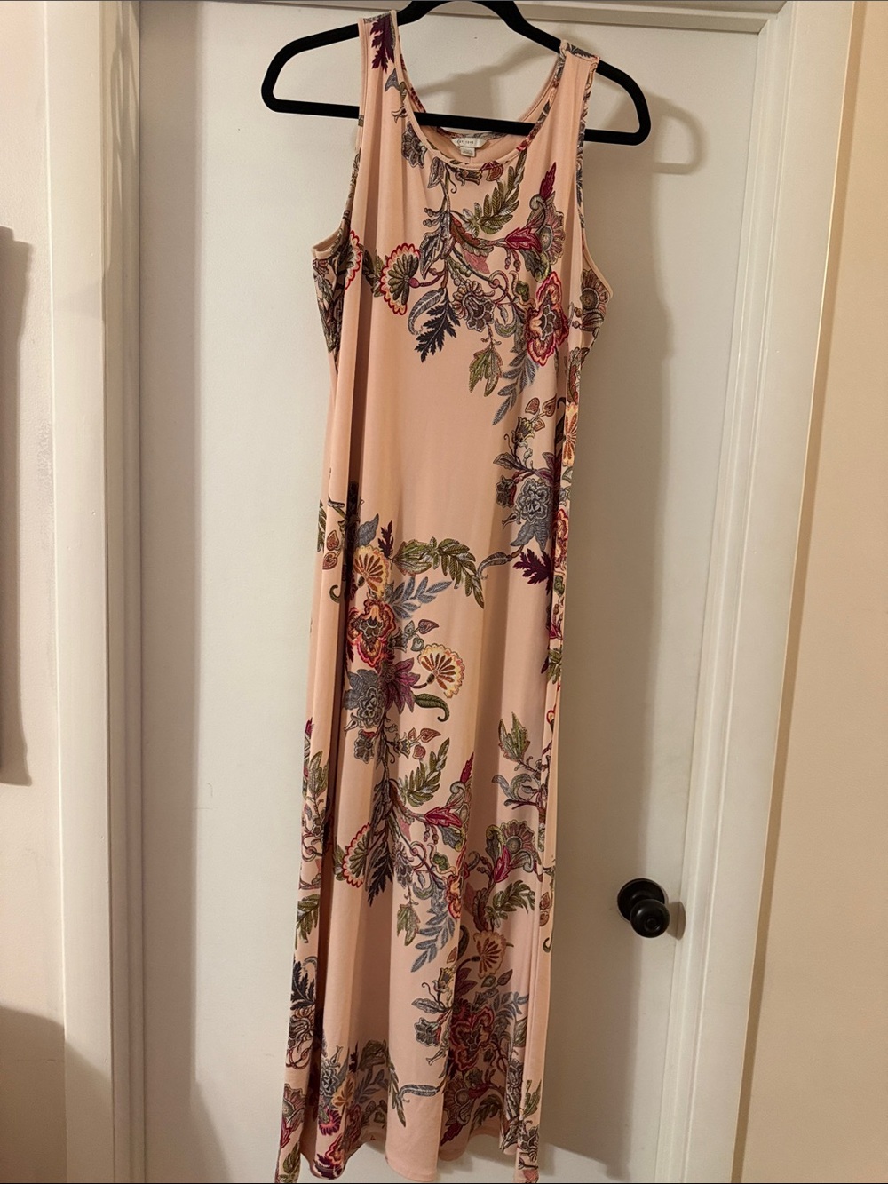 Peach Floral Tank Maxi Dress